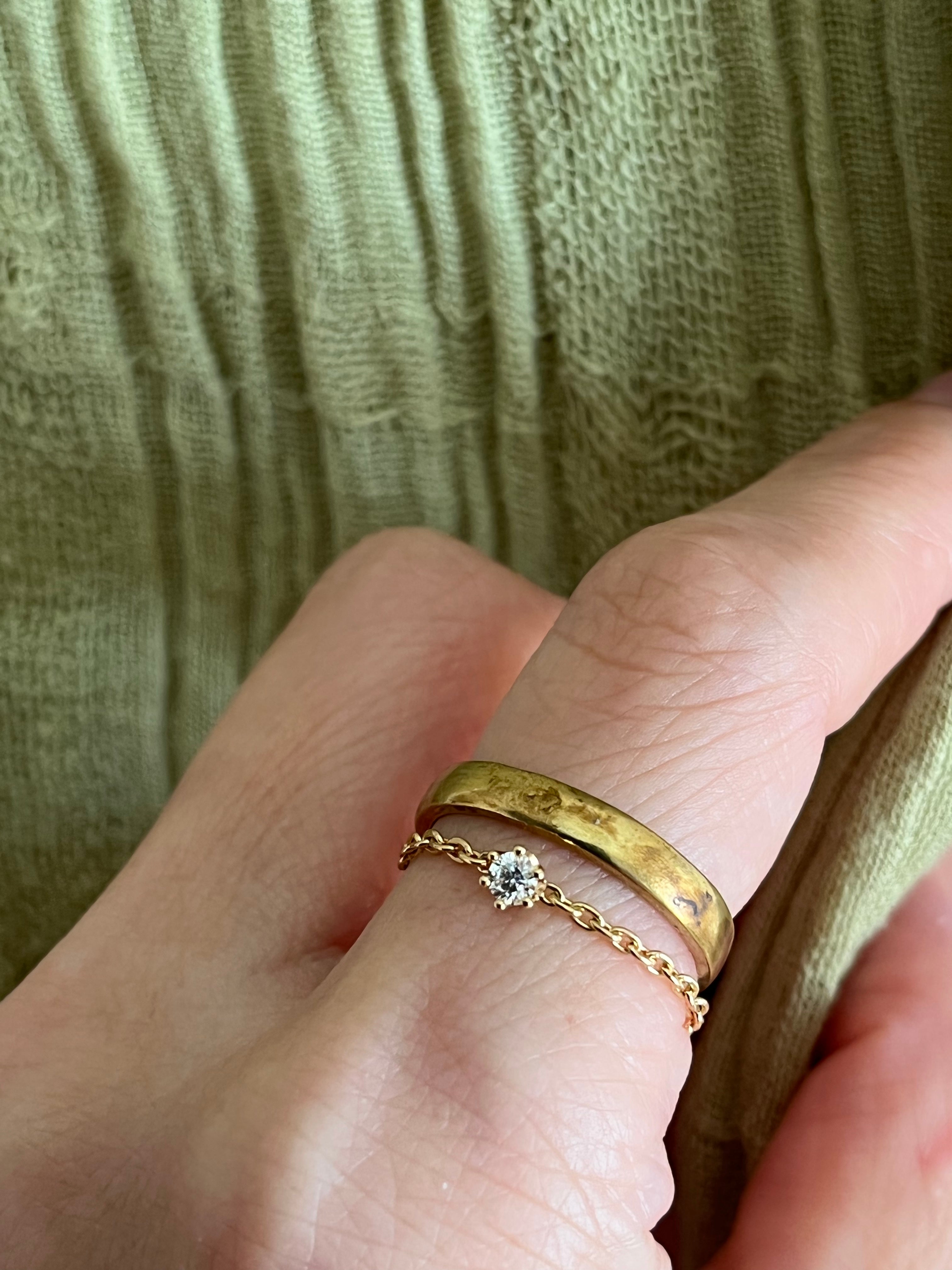K18/Pt「0.09ct~0.1ctサラ」チェーンリング ー イエローゴールド