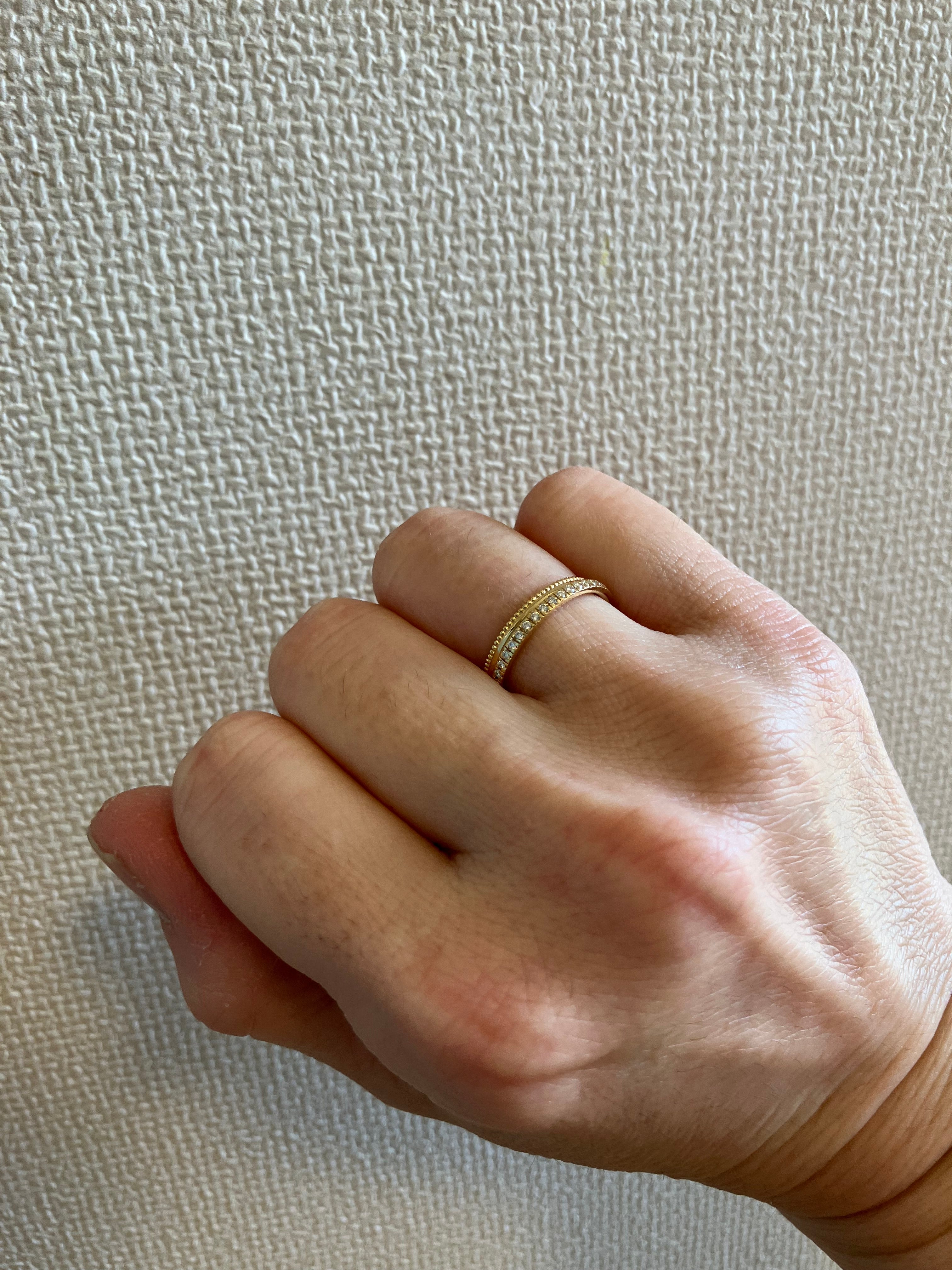 K18/Pt「ハーフエタニティ」リング ーイエローゴールド