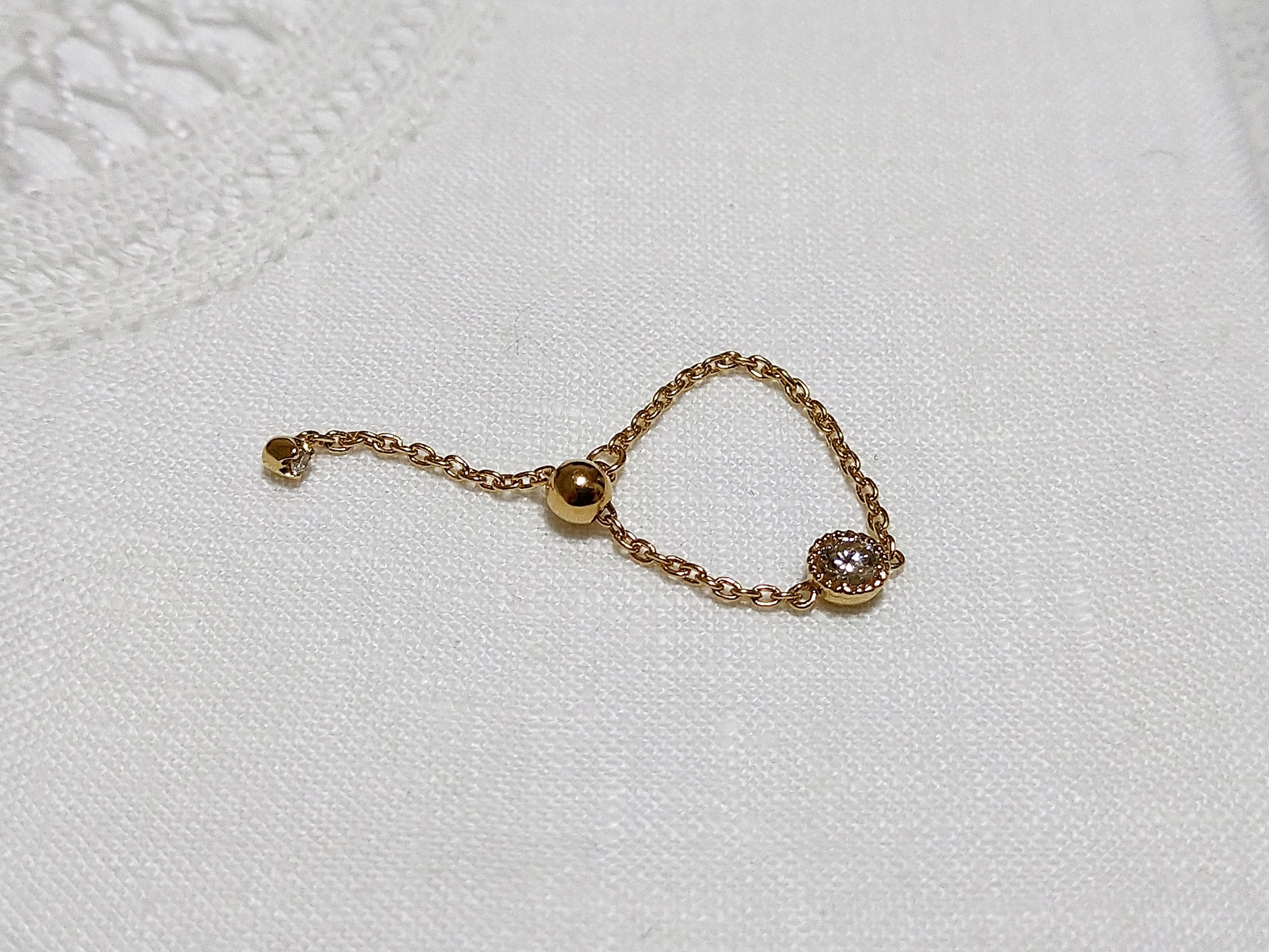 K18/Pt「0.09ct~0.1ctピコ」チェーンリング ー イエローゴールド