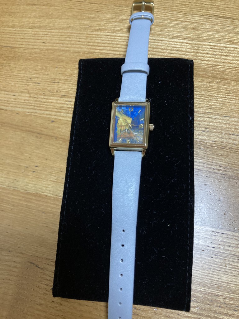 手巻き式レザー腕時計絵画風デザイン　夜のカフェテリア 手巻き式レザー腕時計絵画風デザイン夜のカフェテリア