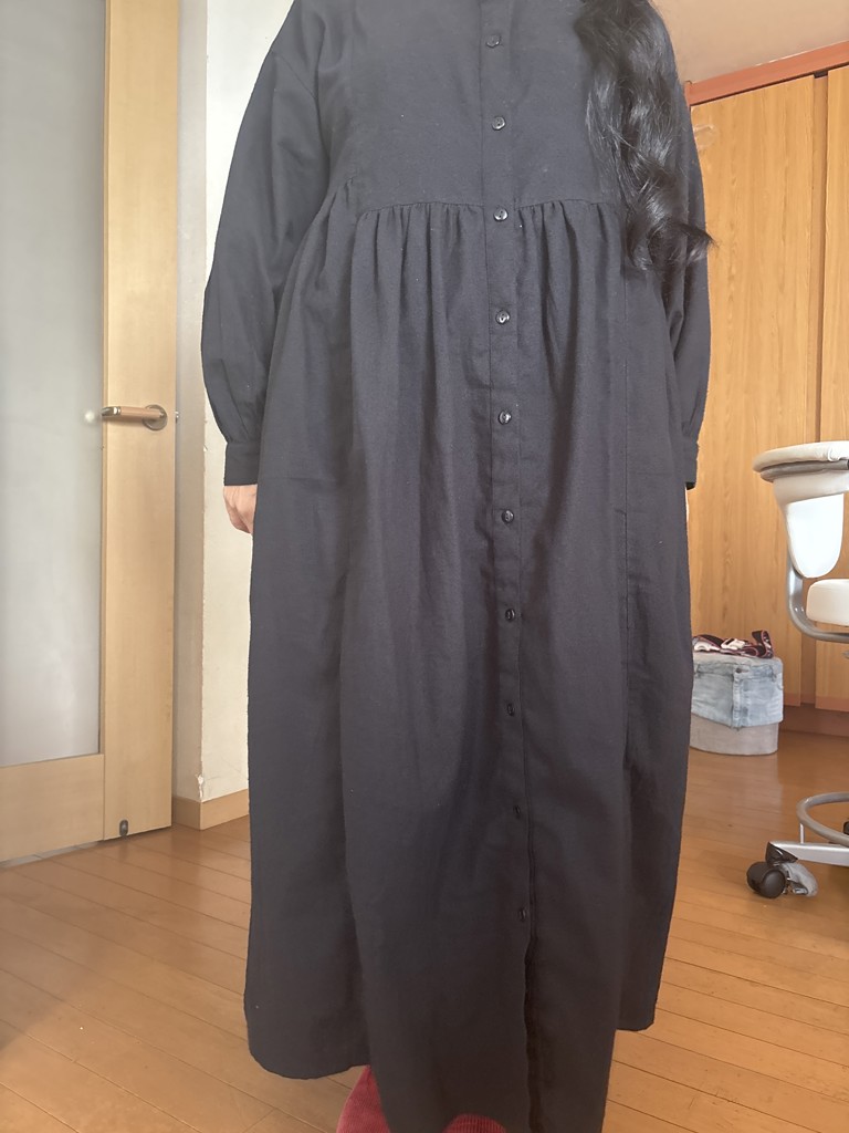ワンピース ブラック＊ホワイト チェク柄 長袖 可愛い SUH0124F0014_zo_a010.jpg