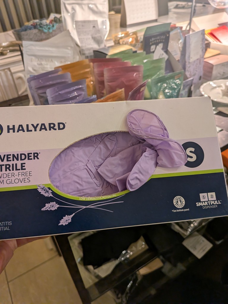 7-8478-01 ラベンダーニトリルグローブ（ハリヤード） XS 250枚入