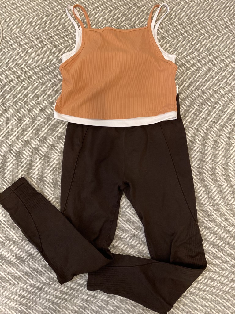 SUKALA】リブコンビショートタンクトップ(Lサイズ スモークオレンジ