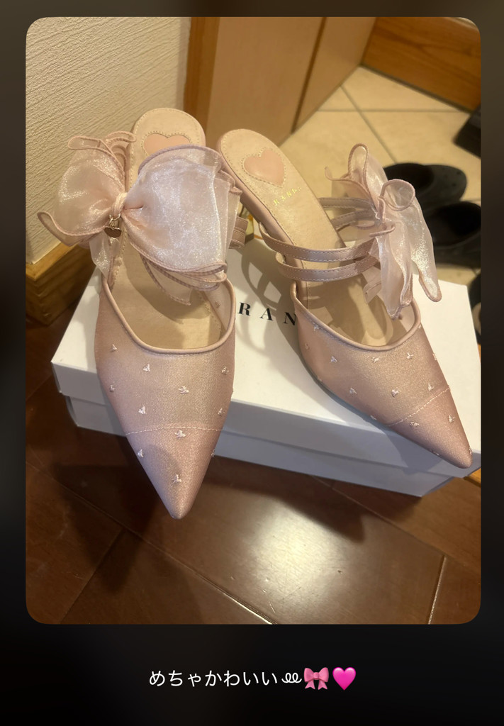 HEART COLLECTION】シフォンリボンハートミュールパンプスRANDA