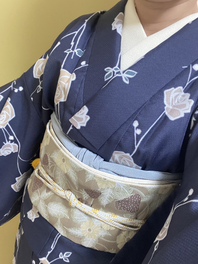 洗える着物10%OFF5/1迄)洗える着物 セット「袷着物:ばら墨紺+ 洗える着物10%OFF5/1迄)洗える着物 セット「袷着物:ばら墨紺+