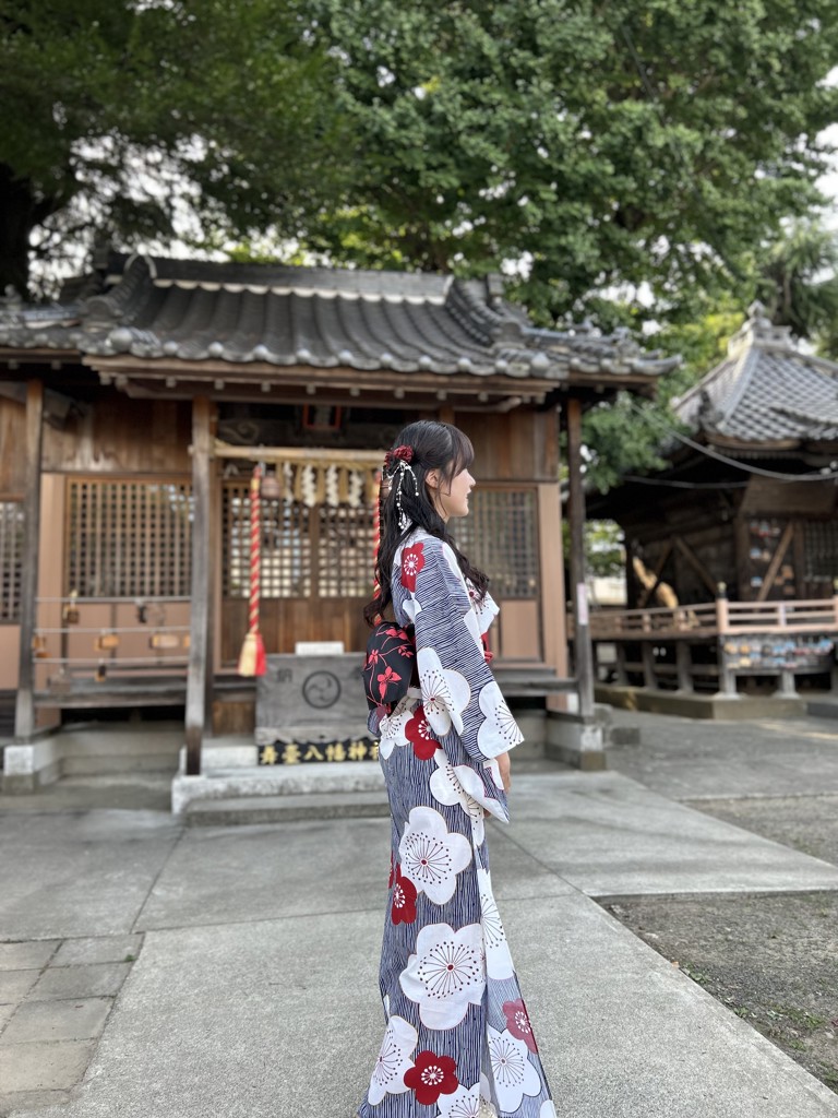 浴衣 単品 レディース 「紺色 変わり縞に梅」 女性浴衣単品