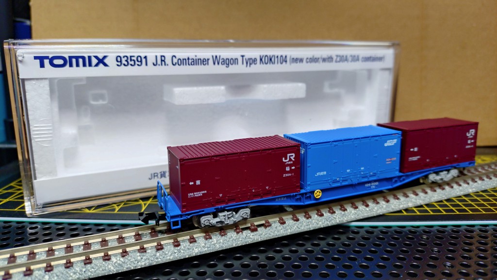 JR貨車 コキ104形（新塗装・Z30Aコンテナ・30Aコンテナ付