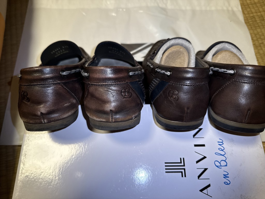 LANVIN en Bleu ブロックチェックエンボスレザー ドライビングシューズ