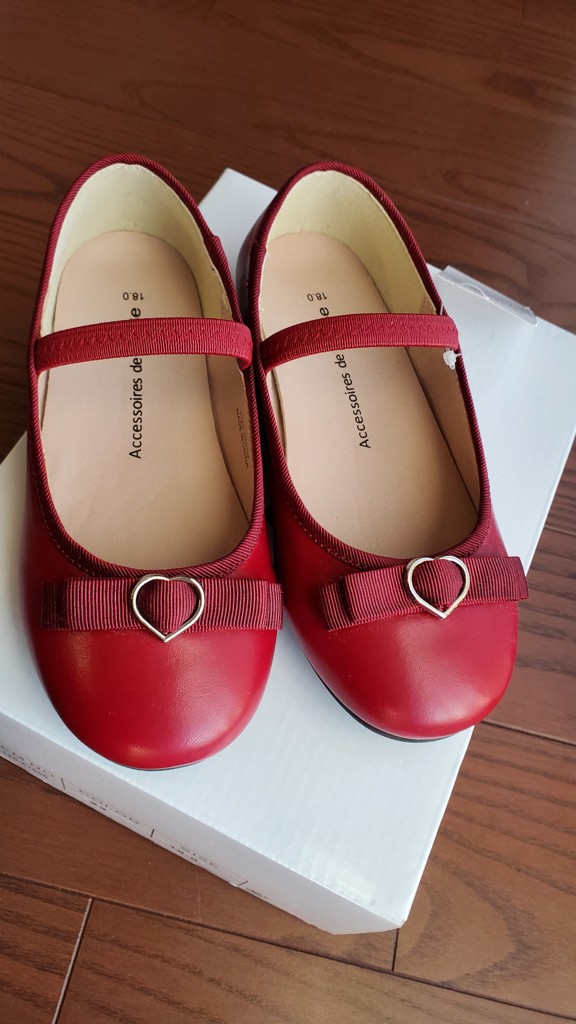 リボン 付き 合皮 バレエシューズ (16~20cm)(16cm ベージュ): シューズ