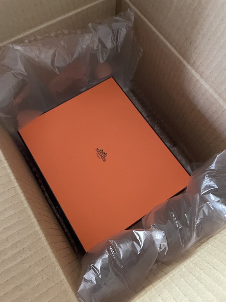 エルメス セリエ サドルボックス 小物入れ レザー×スチール ネイビー