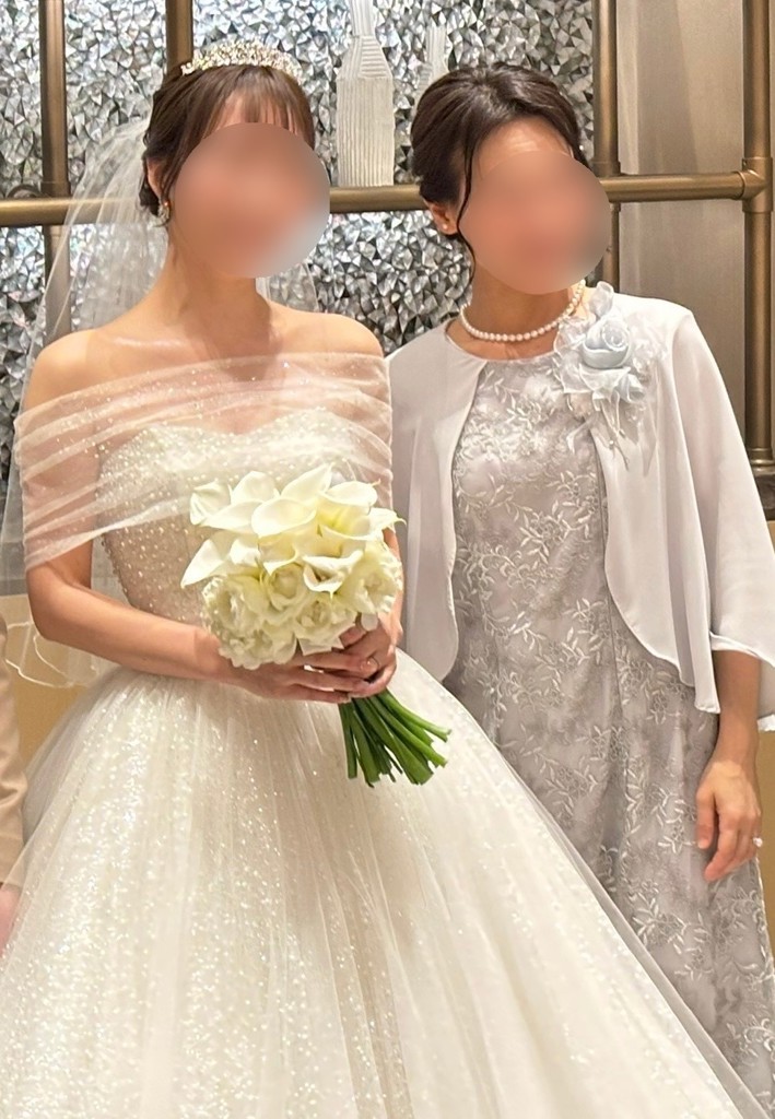 150サイズ　床丈ロングドレス　白サテンネイビーレースとベルベットリボン エルケイ（ERUKEI）直営】のドレス通販ショップ｜銀座クチュール