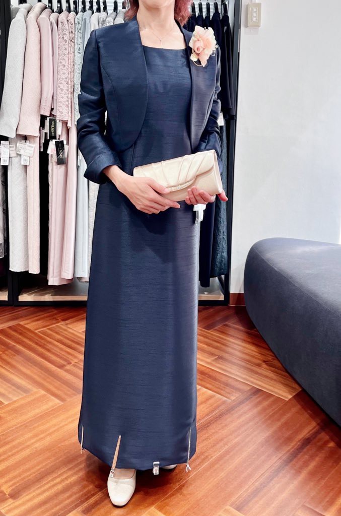 シルバー】シャンブレーシャンタン フォーマル ノーカラー ボレロ