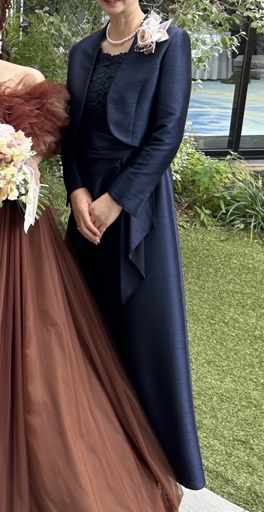 ネイビー】ラッセルレース×シャンブレ―シャンタン ウェストポイント お