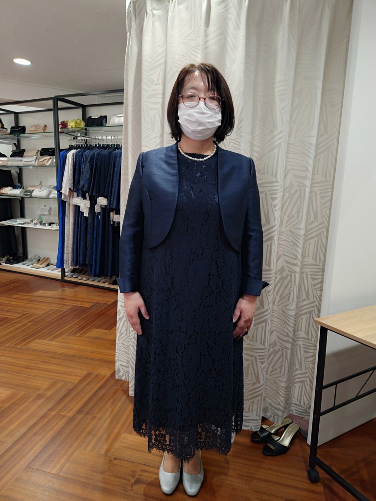 ネイビー】シャンブレーシャンタン ノーカラーボレロジャケット｜東京