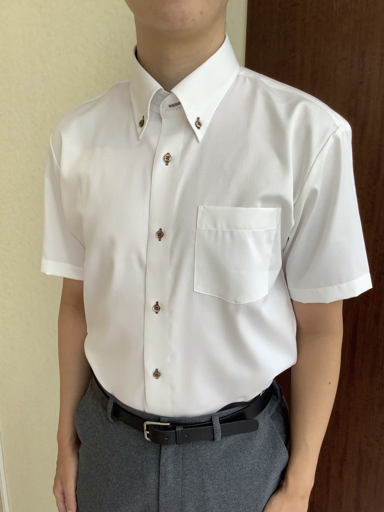 超形態安定】 ボタンダウン 半袖 形態安定 綿100% ワイシャツ(S