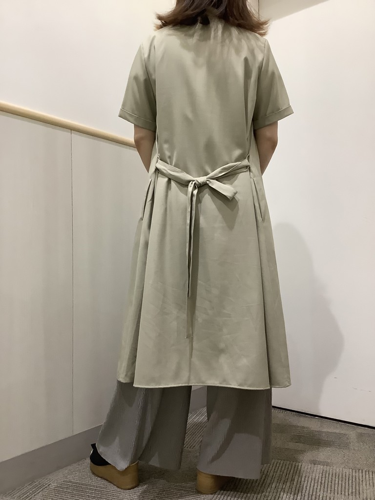 麻調合繊 シャツワンピース 五分袖 レディース(M ベージュ): 東京