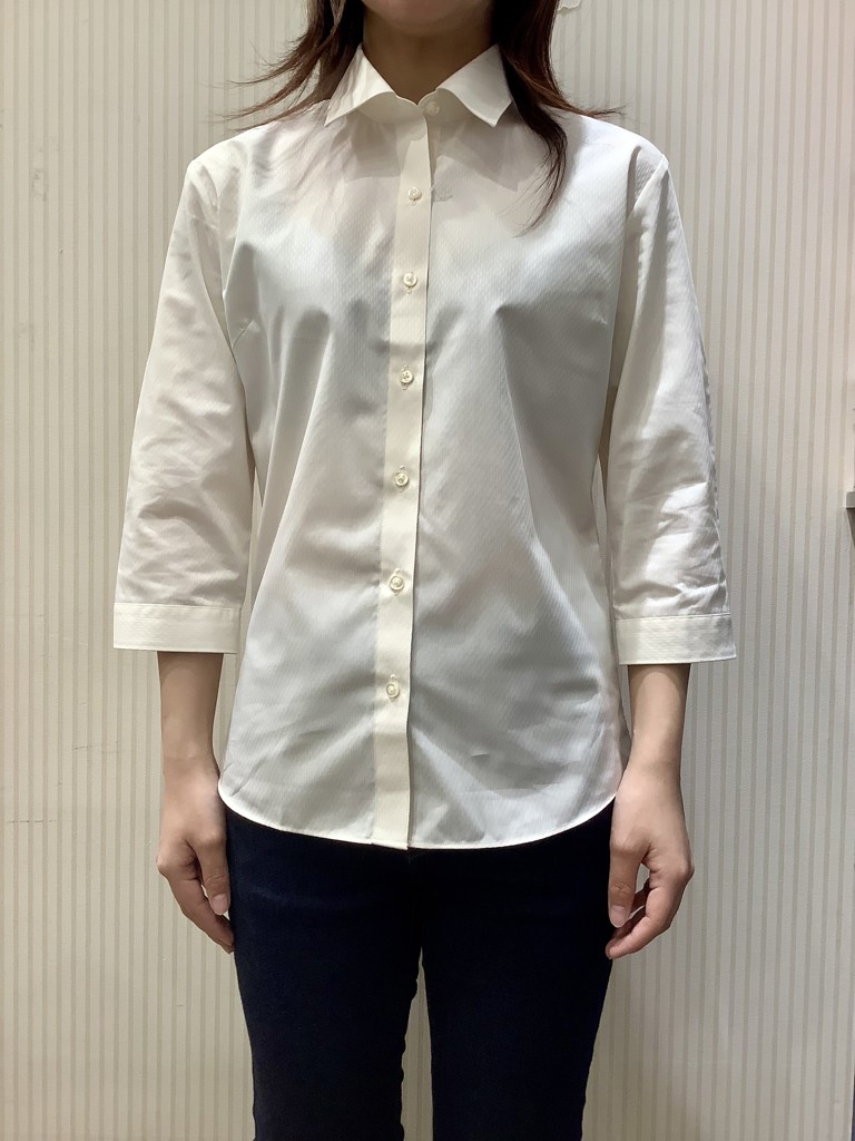 レギュラー 七分袖 形態安定 レディースシャツ(S ベージュ