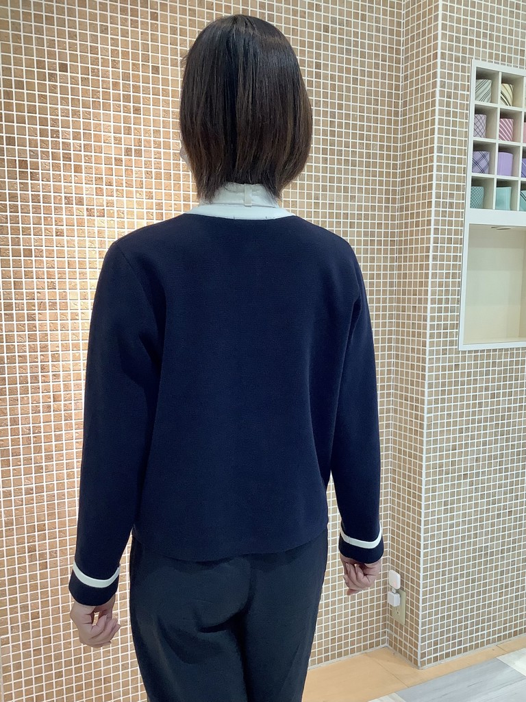 極希少✨️J.PRESS ニットジャケット 編み込みリネン昆 ネイビー ＸＬ相当 アウター 配色 ニットジャケット レディース(M ネイビー