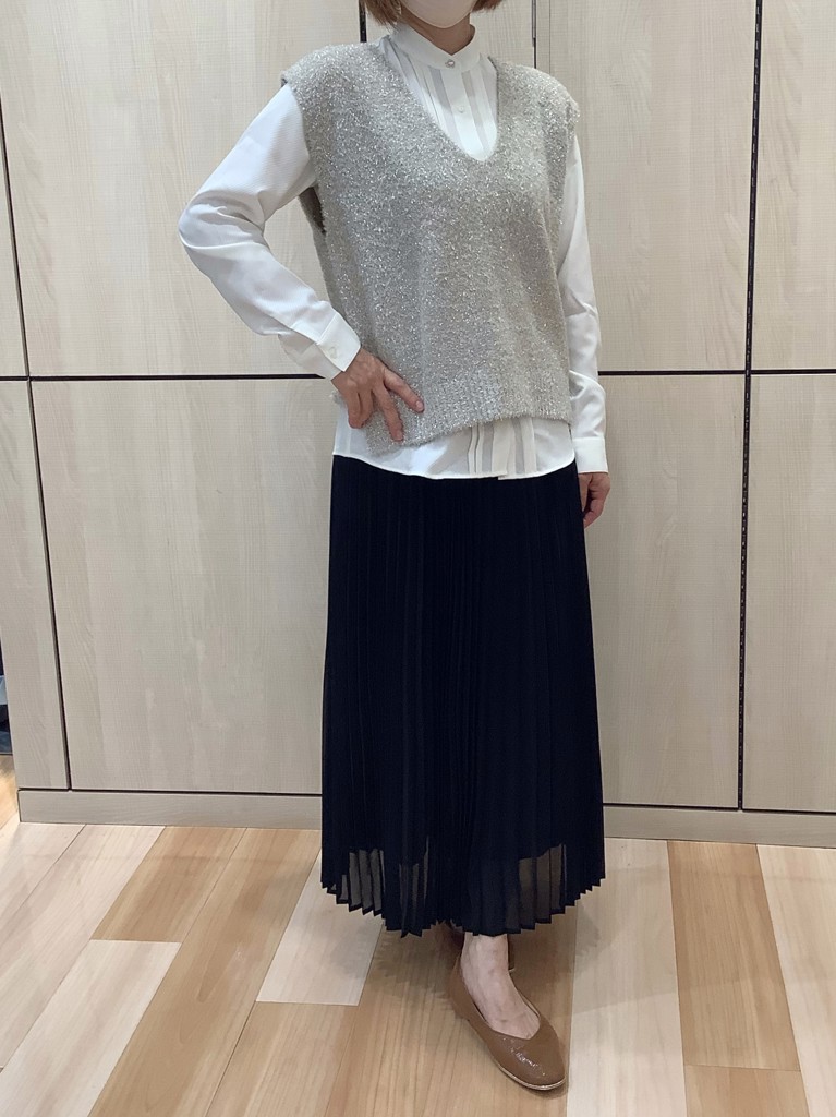 Pitta Re:)】 ニット シャイニーフェザー Vネックベスト レディース(M