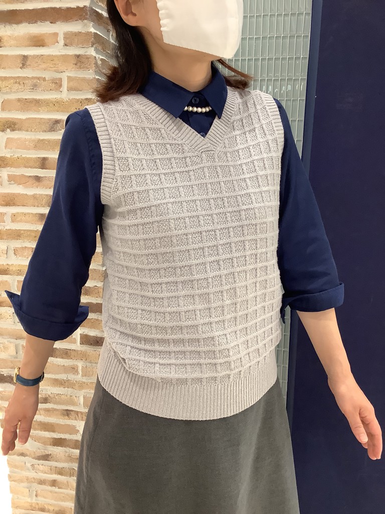 ボトルネックニットベスト レディース(M グレー): 東京シャツ