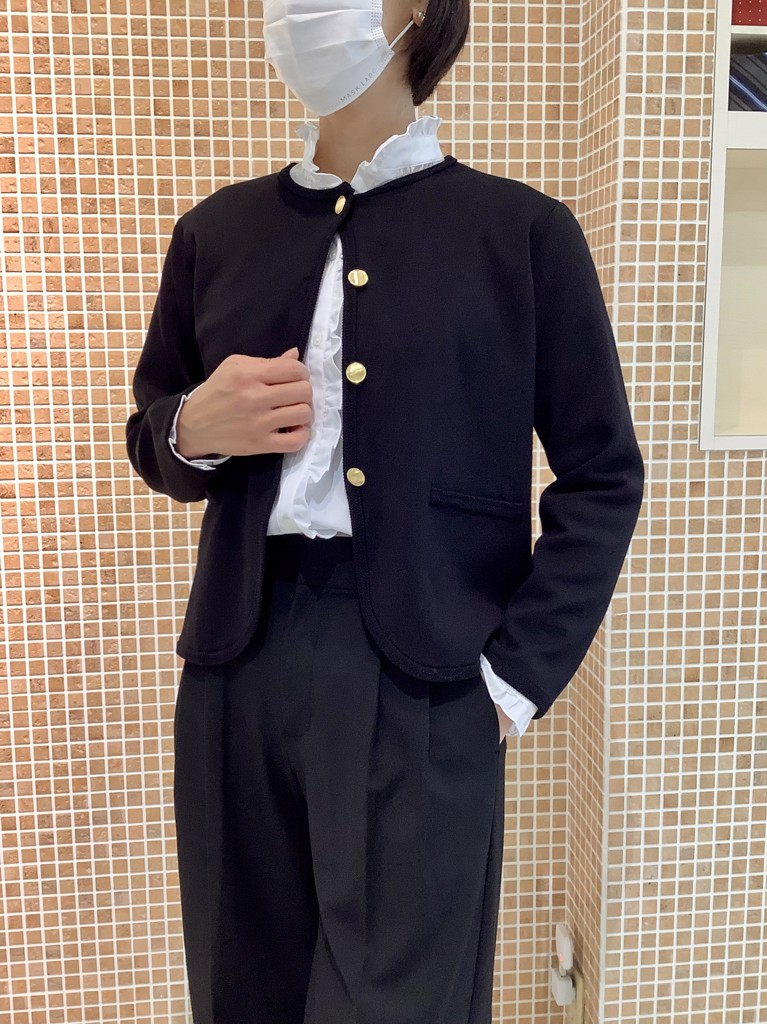 アウター 縁取り ニットジャケット レディース(M ブラック): 東京