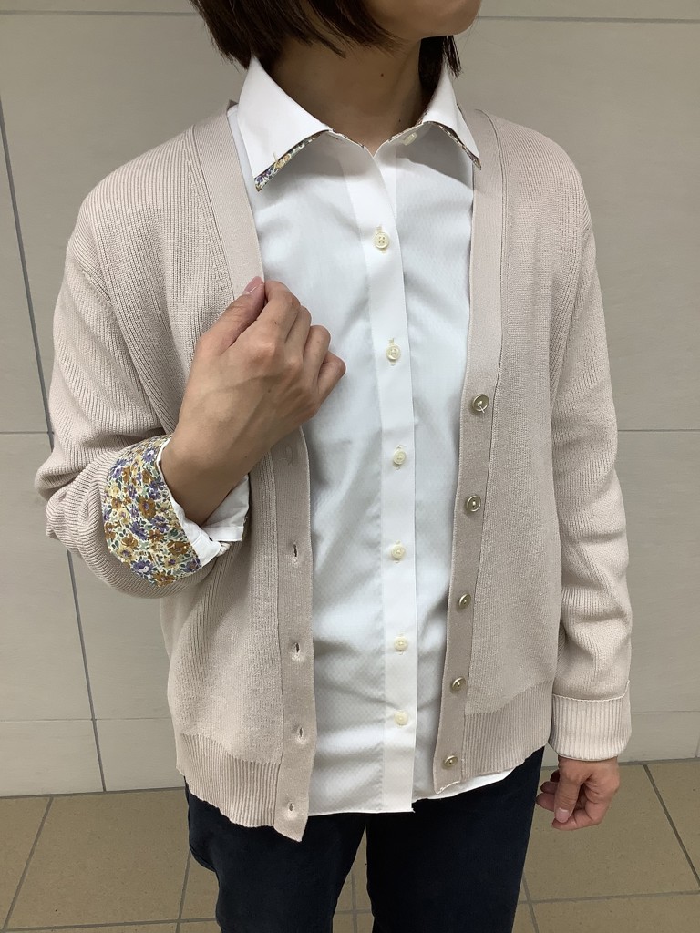 透け防止】 ワイド 長袖 形態安定 レディースシャツ(S ホワイト