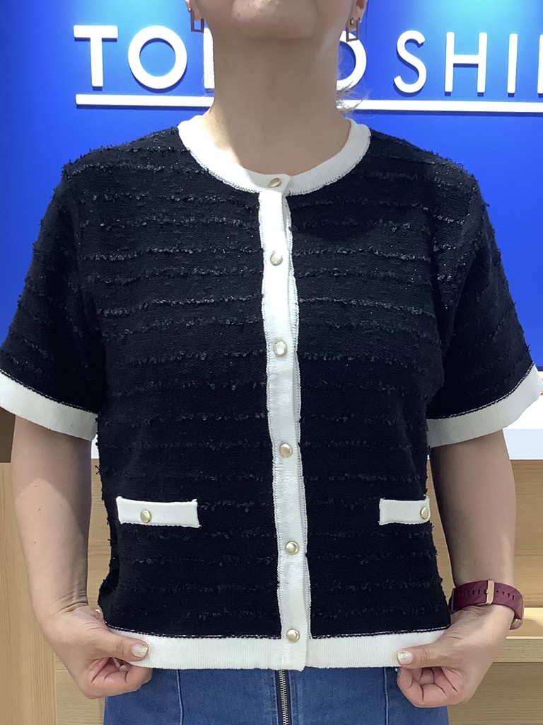ブラック 半袖カーディガン サイズ40 ブラック 半袖カーディガン サイズ40