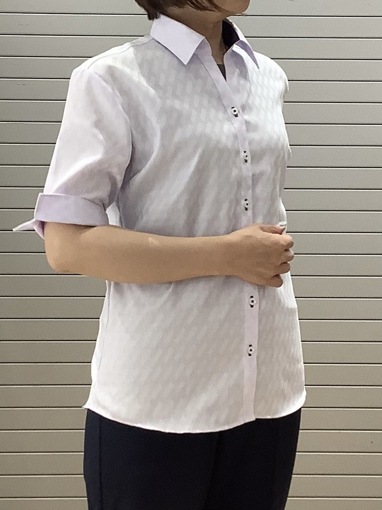 超形態安定】 スキッパー 五分袖 形態安定 綿100% レディース