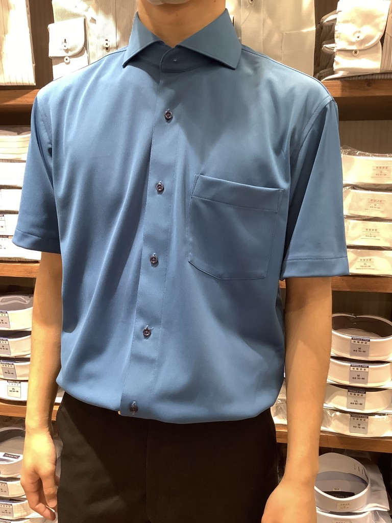 持続涼感】 COOL SILVER(R) ホリゾンタルワイド 半袖 形態安定