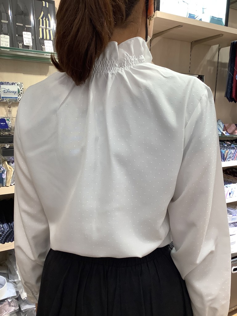 COFREX】 Vネックフリル 長袖 レディースフリルシャツ(S