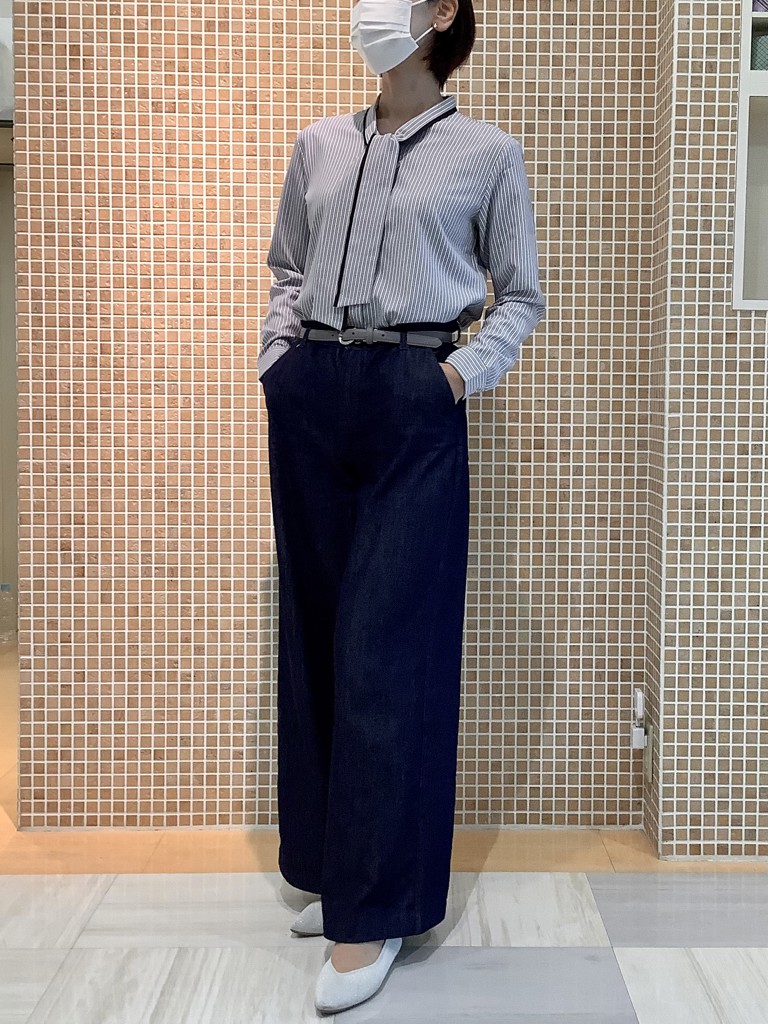 吸水速乾】【COFREX】 配色ボウタイ 長袖 レディースデザインシャツ(S
