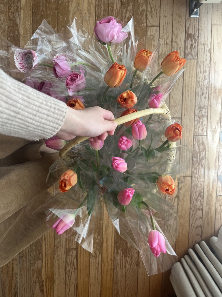生花】チューリップ(八重咲き)オレンジ 品種おまかせ【50cm/富山