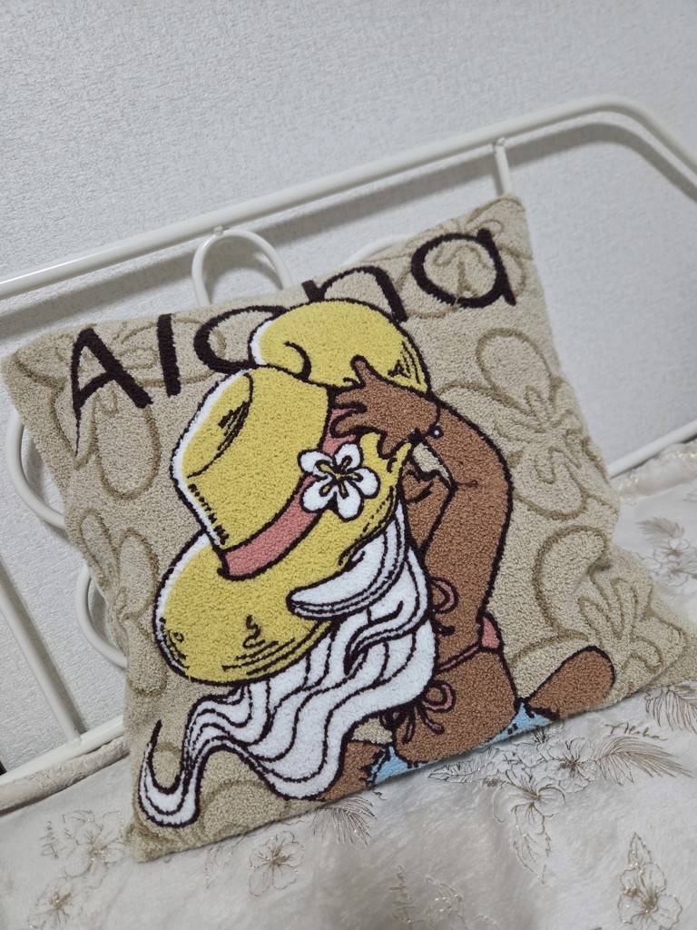 ピンクドラゴン80'sハワイヤントロピカル生地＆クッションカバー(希少品) ピンクドラゴン80'sハワイヤントロピカル生地＆クッションカバー(希少