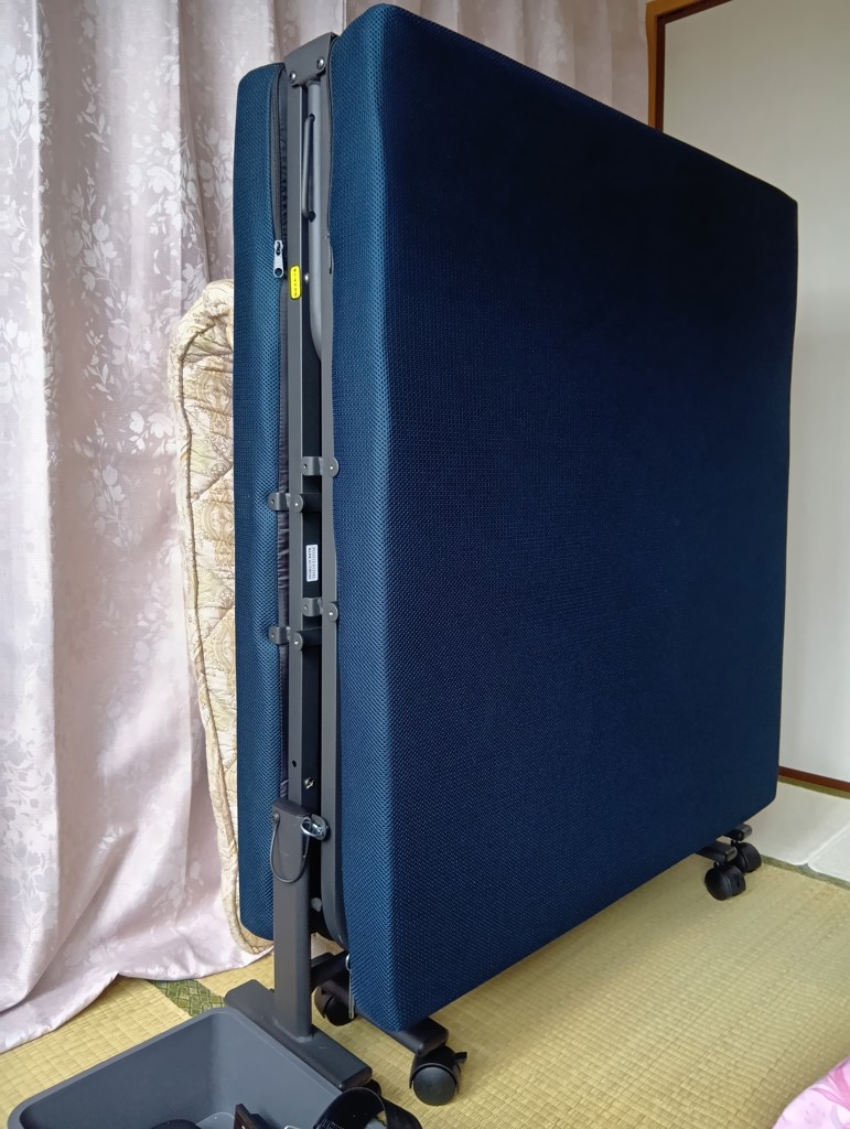 手すり付 高反発 折りたたみベッド シングル BAS-1S(WNV)RGK ネイビー
