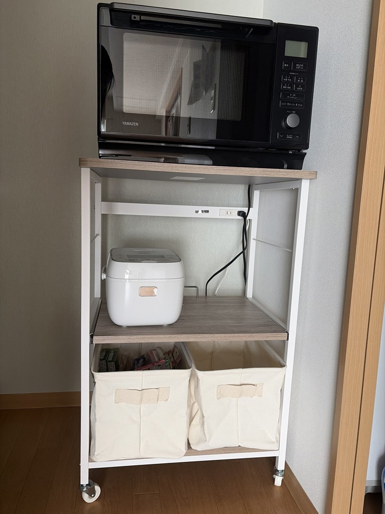 ★ジモティ割あり★ YAMAZEN レンジ台 茶 H120×D39.5×W45 クリーニング済み TJ355 レンジ台 大型レンジ対応 幅57 奥行き45.5 高さ91cm コンセント付き