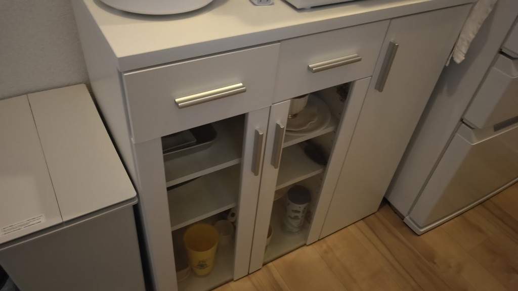 食器棚 キッチンカウンター 幅80 完成品 SSY-C8580GC(WH)FA ホワイト