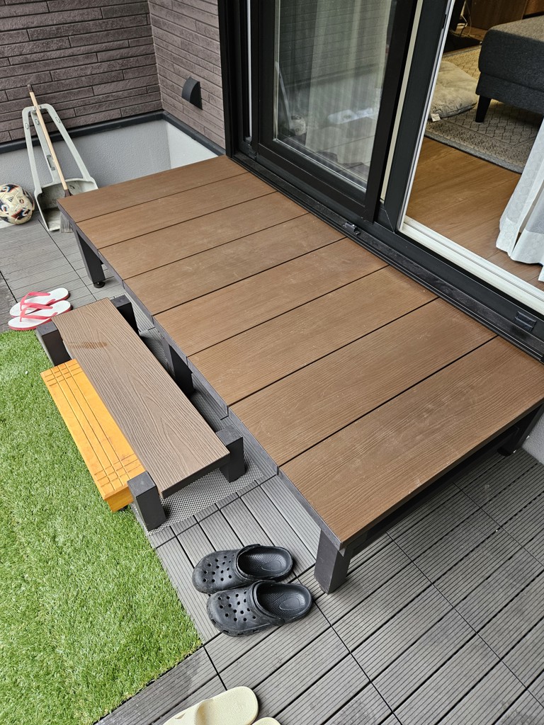 人工木 ウッドデッキ 180×90cm(0.5坪) ステップ付き 山善 YAMAZEN