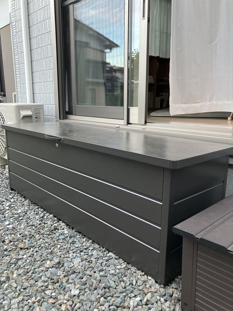 ベンチストッカー 屋外 スチール 幅155cm 天板耐荷重100kg 山善