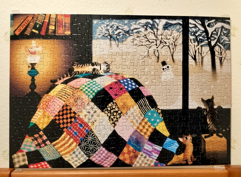 白猫とさくらんぼのキャンバスアート 15cm APP-300-147 藤城清治 こたつと猫 300ピース アップルワン の