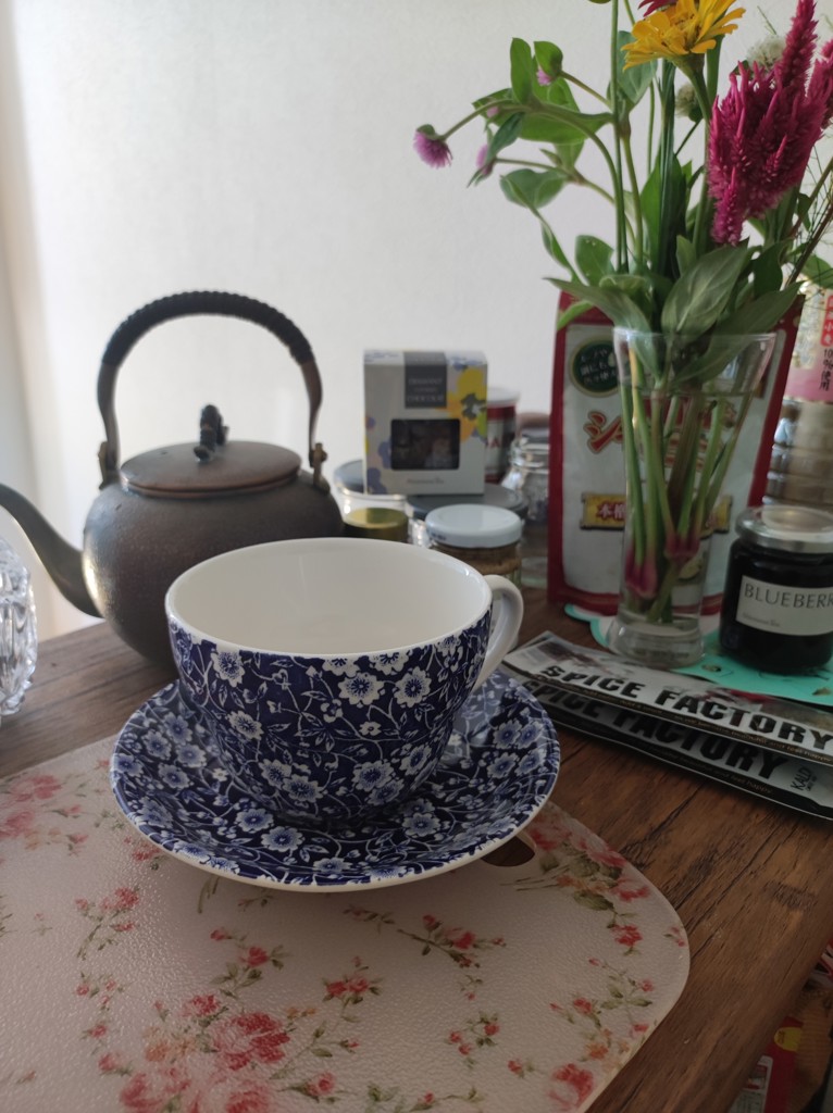 ブレックファーストカップ&ソーサー/ブルーキャリコ/Burleigh