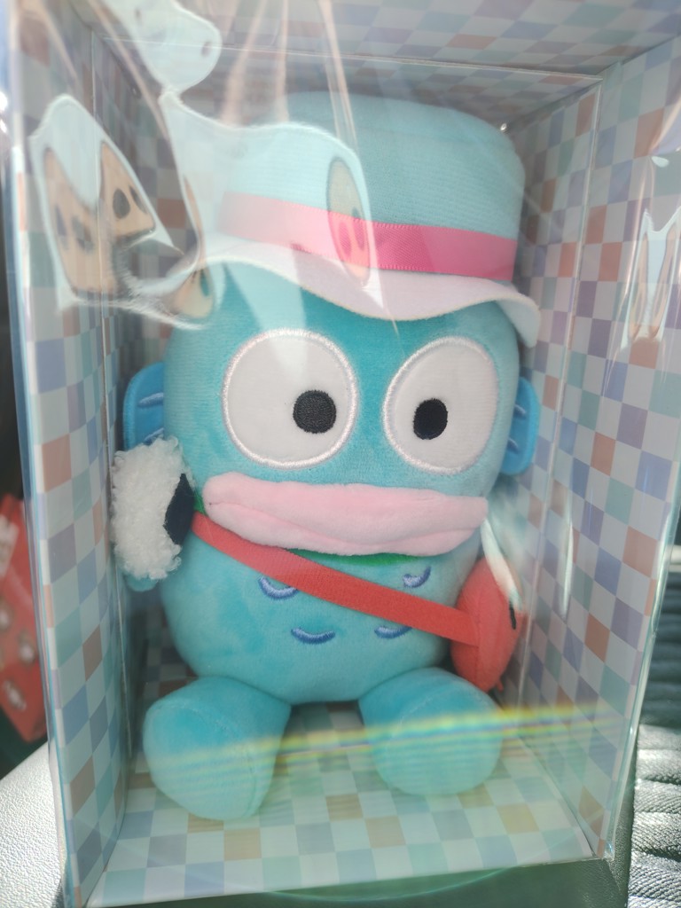 サンリオキャラクターズ 新幹線BOX付 ぬいぐるみﾏｽｺｯﾄ （ハンギョドン