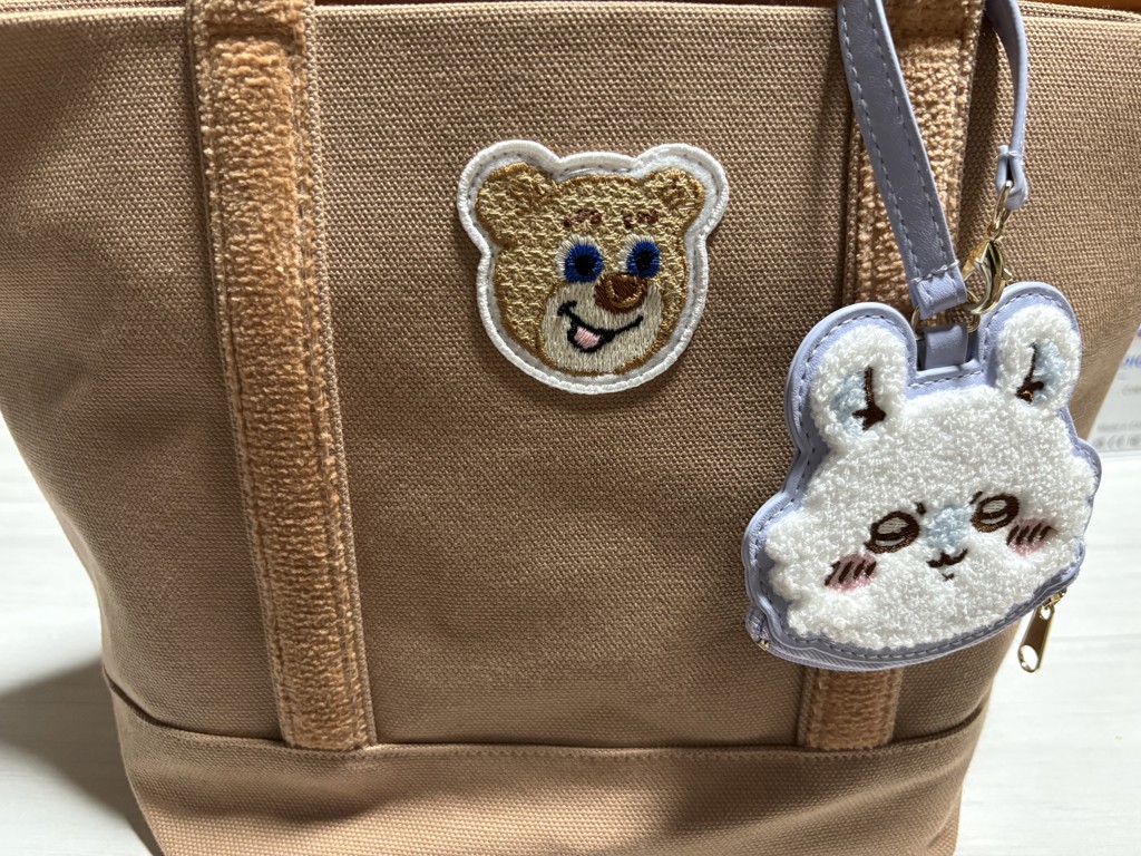ラブラリーバイフェイラーオールドテディワッペントートバッグ　小さいサイズベージュ オールドテディ ワッペントートバッグ L/OTE-223025(ベージュ