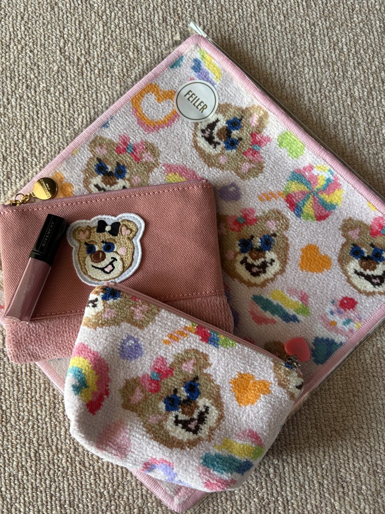 ハッピーポップニナ ハンカチ(ペールパープル×ピンク): LOVERARY BY