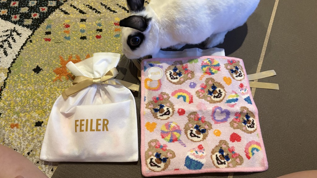 ハッピーポップニナ ハンカチ(ペールパープル×ピンク): LOVERARY BY