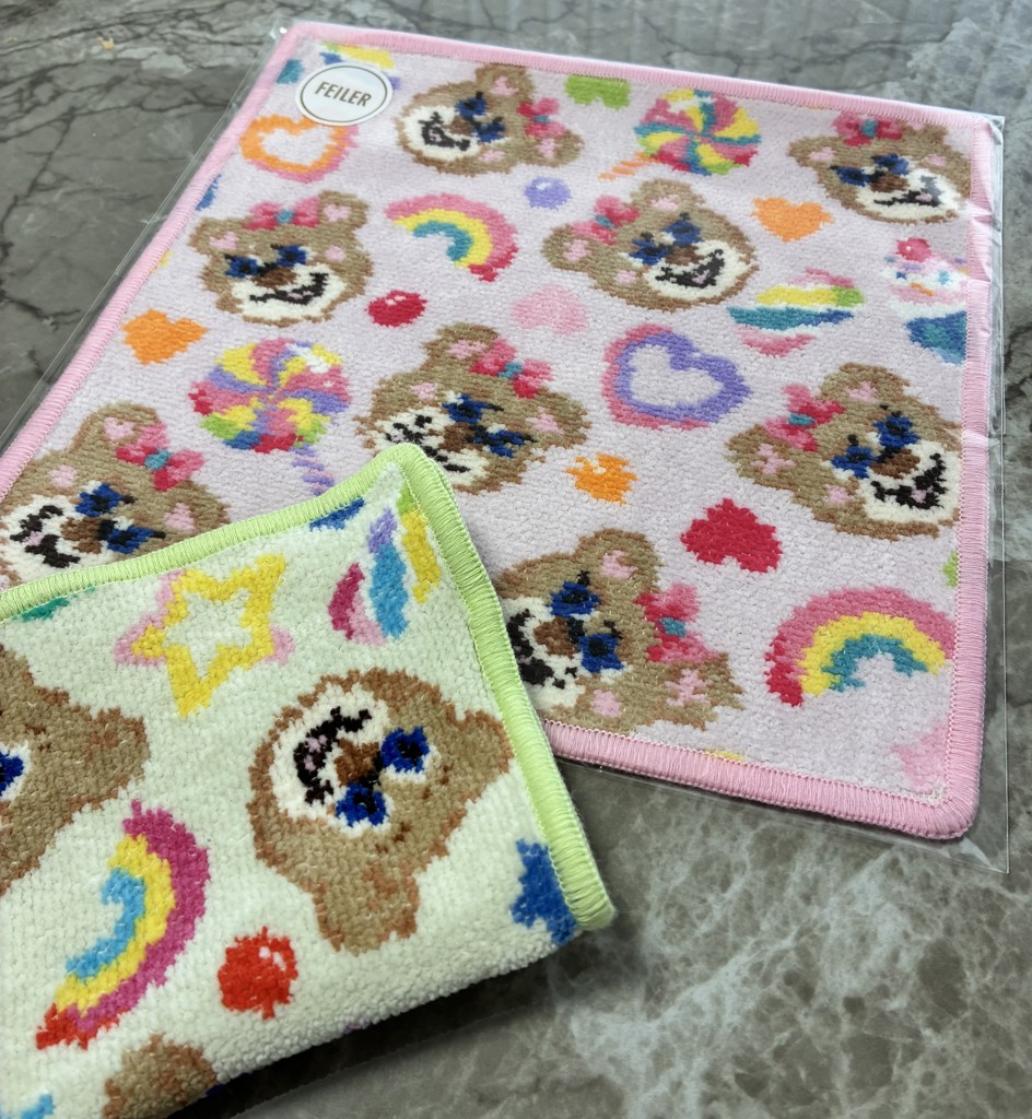 ハッピーポップニナ ハンカチ(ペールパープル×ピンク): LOVERARY BY