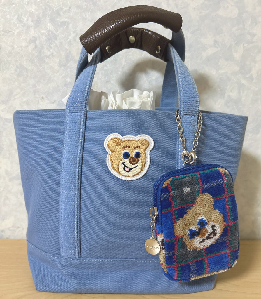 FEILER オールドテディ ワッペントートバッグ　ネイビー／大　新品 フェイラーオールドテディワッペントートバッグ大ネイビー