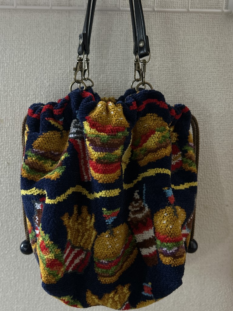 バーガーショップ マチ付き巾着 L/BUR-257129(ネイビー): LOVERARY BY