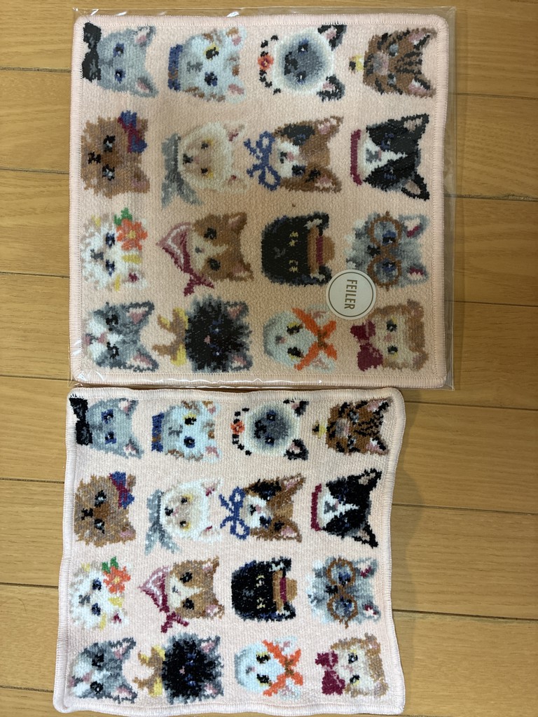 ラブラリープリティーキャッツ ハンカチ(ペールアプリコット