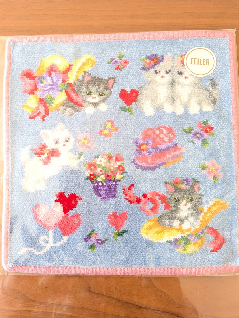 モンプティシャ ハンカチ(ライトブルー×ピンク): FEILER｜フェイラー