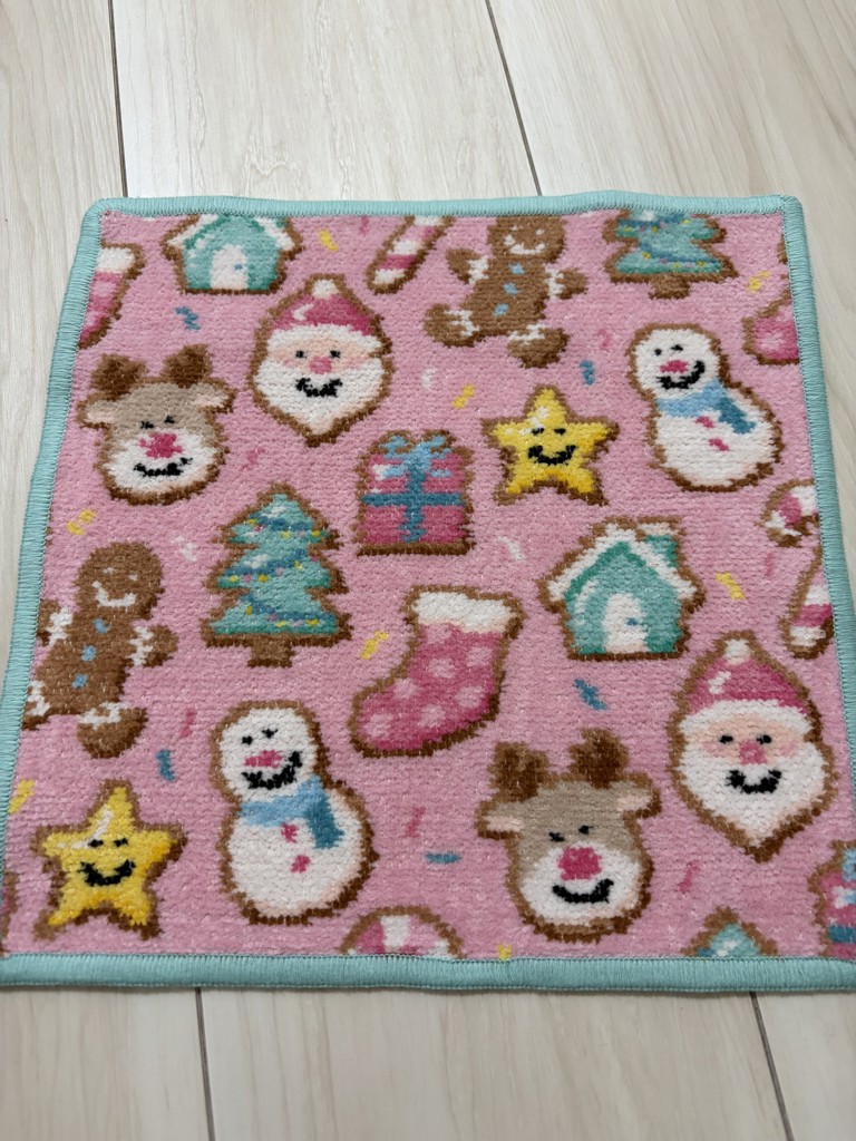 クリスマスクッキーズ ハンカチ(ペールグリーン×ホワイト): LOVERARY